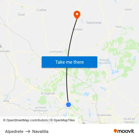 Alpedrete to Navalilla map