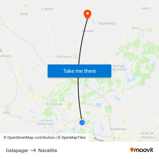 Galapagar to Navalilla map