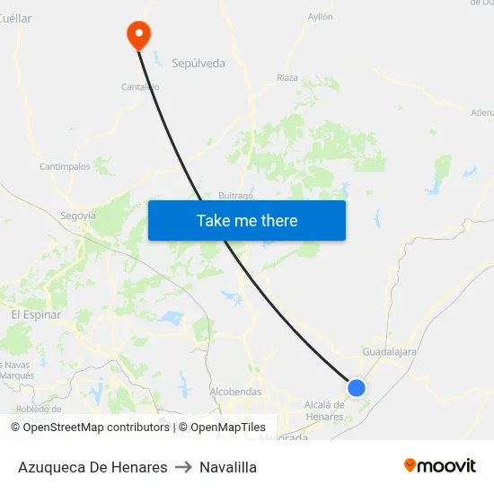 Azuqueca De Henares to Navalilla map