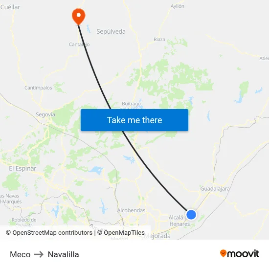 Meco to Navalilla map