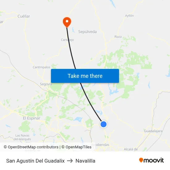 San Agustín Del Guadalix to Navalilla map