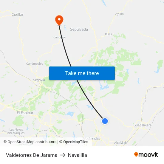 Valdetorres De Jarama to Navalilla map