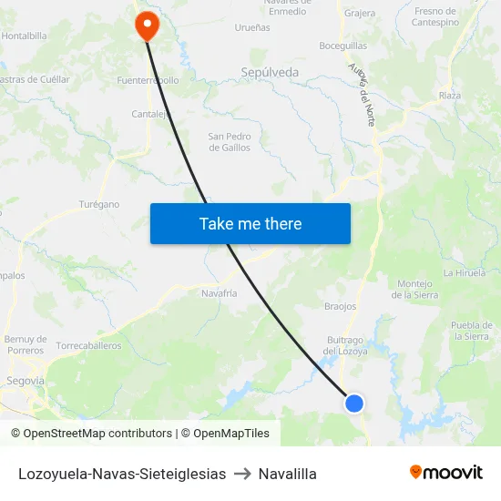 Lozoyuela-Navas-Sieteiglesias to Navalilla map