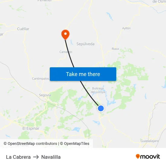 La Cabrera to Navalilla map