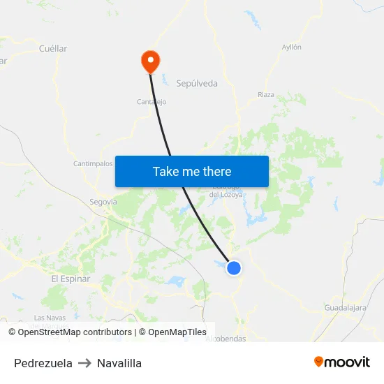 Pedrezuela to Navalilla map