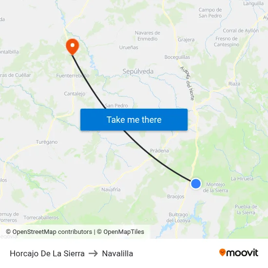 Horcajo De La Sierra to Navalilla map