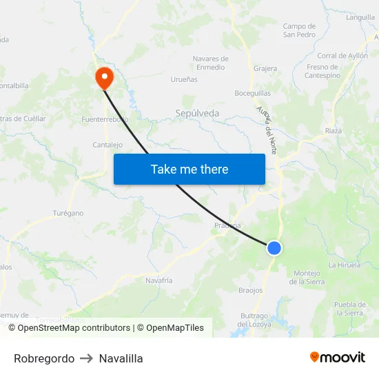 Robregordo to Navalilla map