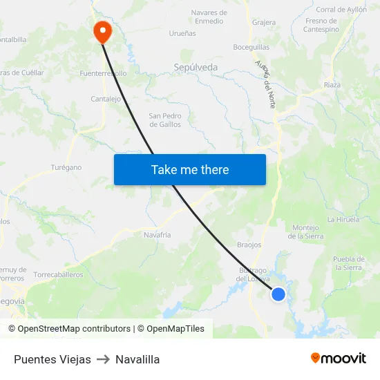 Puentes Viejas to Navalilla map