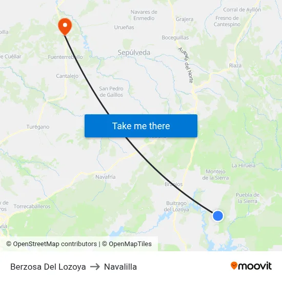 Berzosa Del Lozoya to Navalilla map