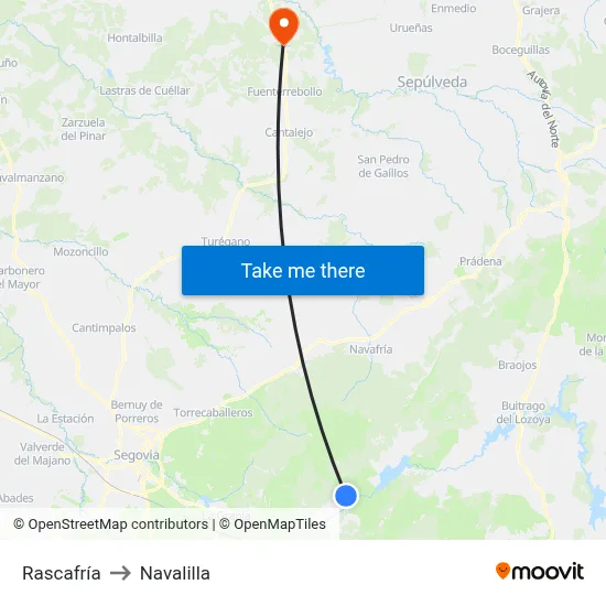 Rascafría to Navalilla map