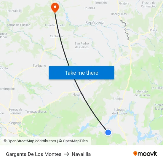 Garganta De Los Montes to Navalilla map