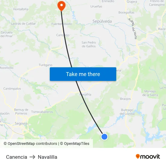 Canencia to Navalilla map