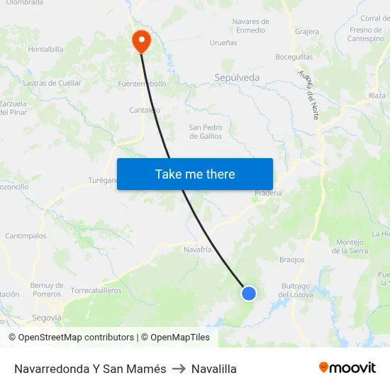 Navarredonda Y San Mamés to Navalilla map