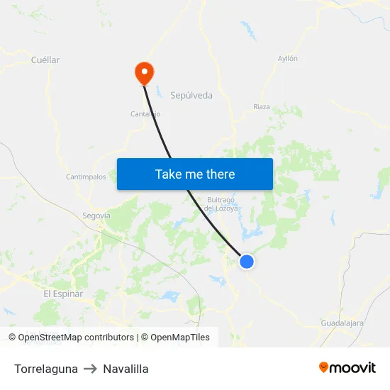 Torrelaguna to Navalilla map