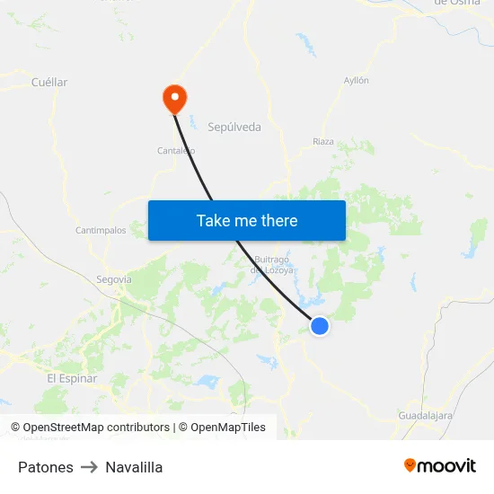 Patones to Navalilla map