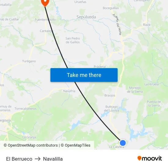 El Berrueco to Navalilla map