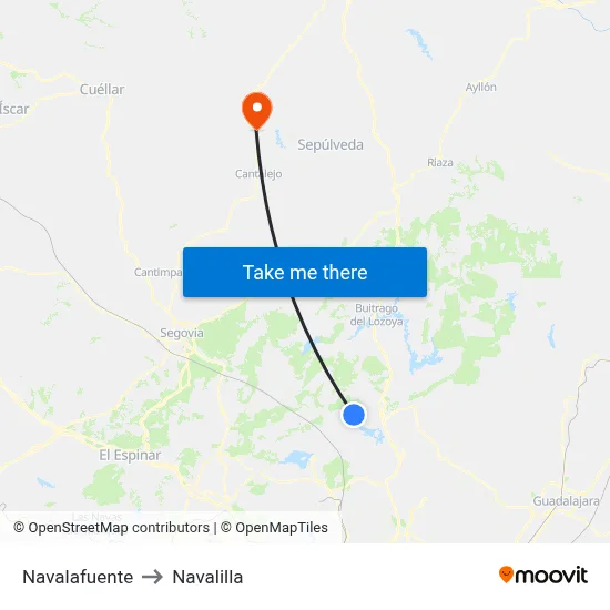 Navalafuente to Navalilla map