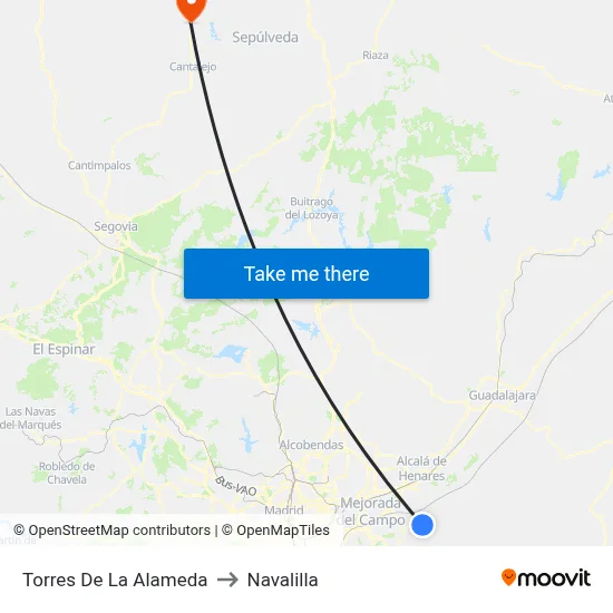 Torres De La Alameda to Navalilla map