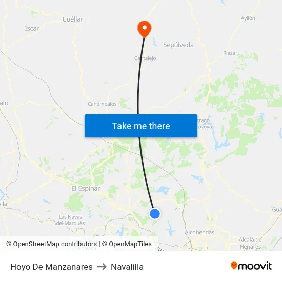 Hoyo De Manzanares to Navalilla map