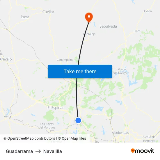 Guadarrama to Navalilla map