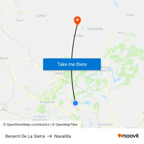 Becerril De La Sierra to Navalilla map