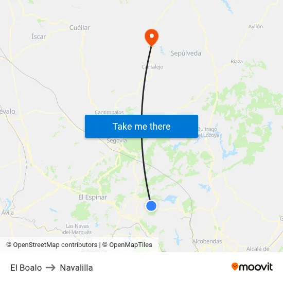 El Boalo to Navalilla map