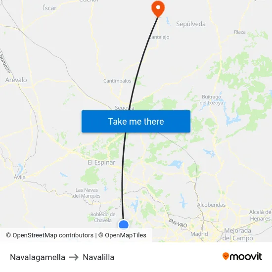 Navalagamella to Navalilla map