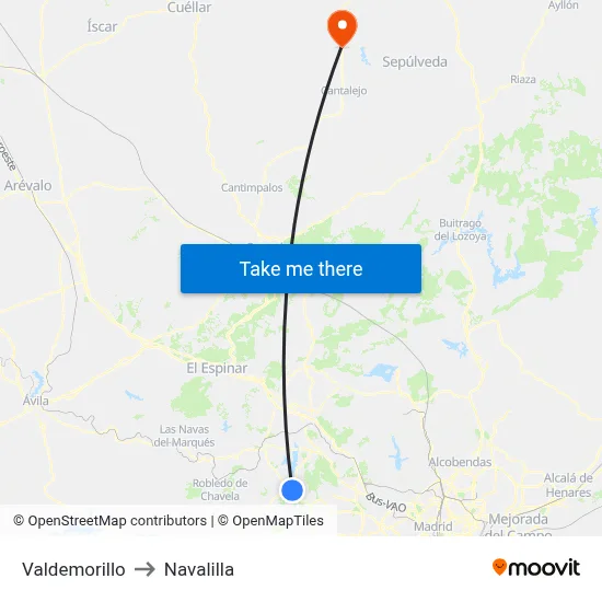Valdemorillo to Navalilla map