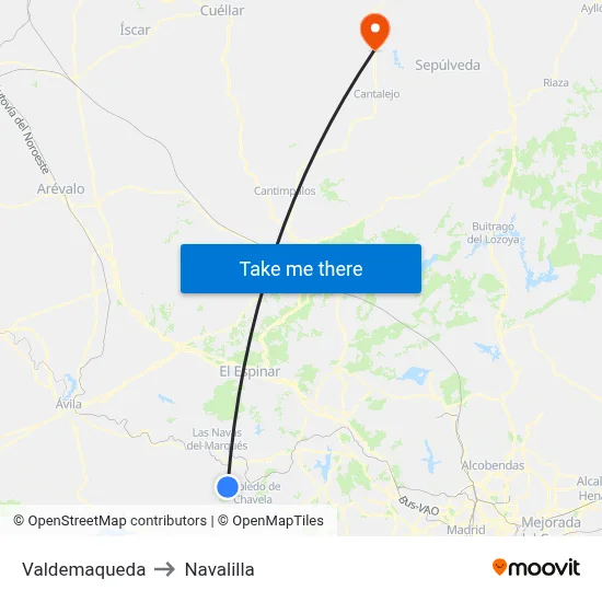 Valdemaqueda to Navalilla map