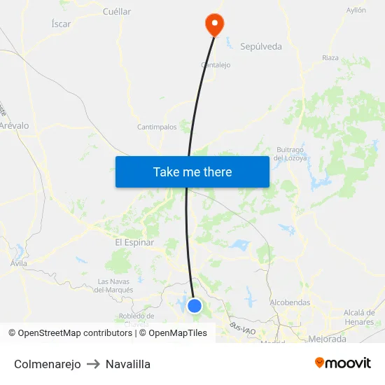 Colmenarejo to Navalilla map