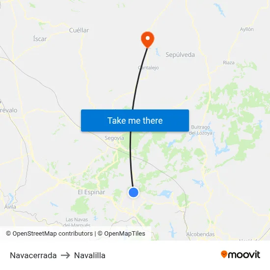 Navacerrada to Navalilla map