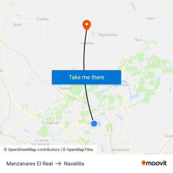 Manzanares El Real to Navalilla map