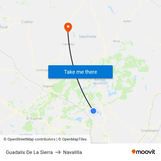 Guadalix De La Sierra to Navalilla map