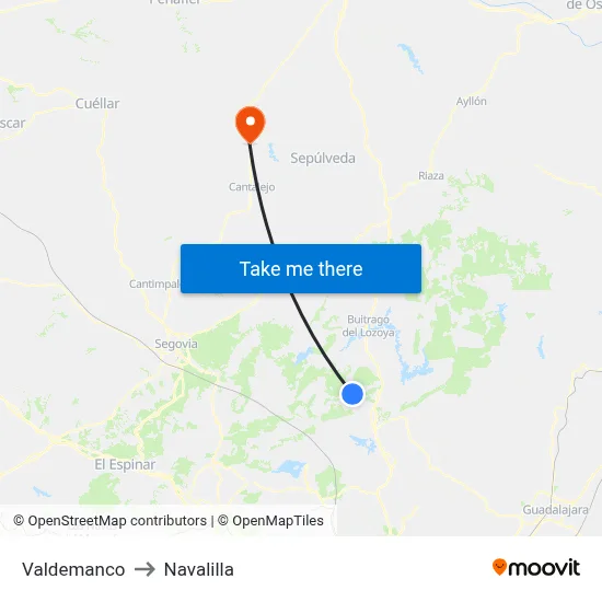 Valdemanco to Navalilla map