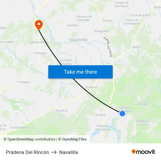 Prádena Del Rincón to Navalilla map