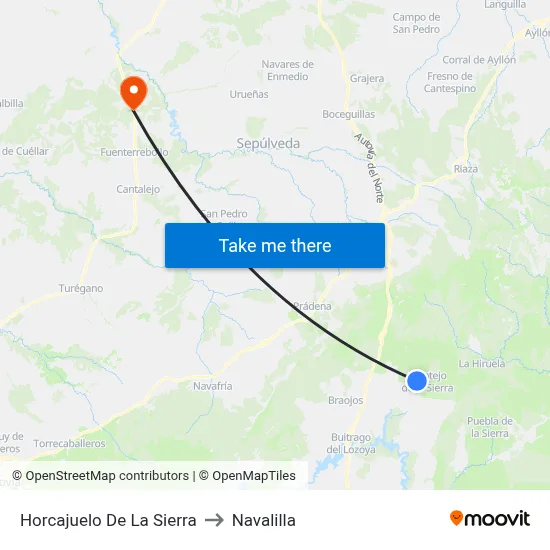 Horcajuelo De La Sierra to Navalilla map