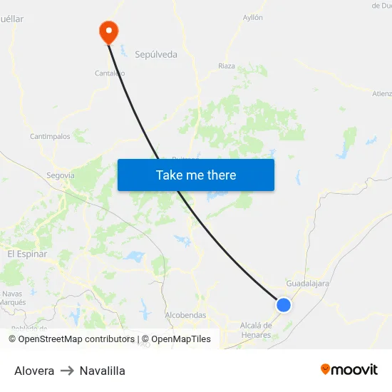 Alovera to Navalilla map