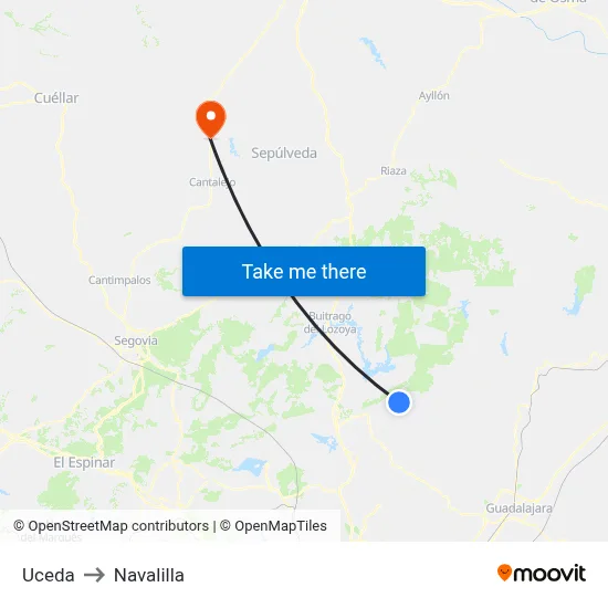 Uceda to Navalilla map