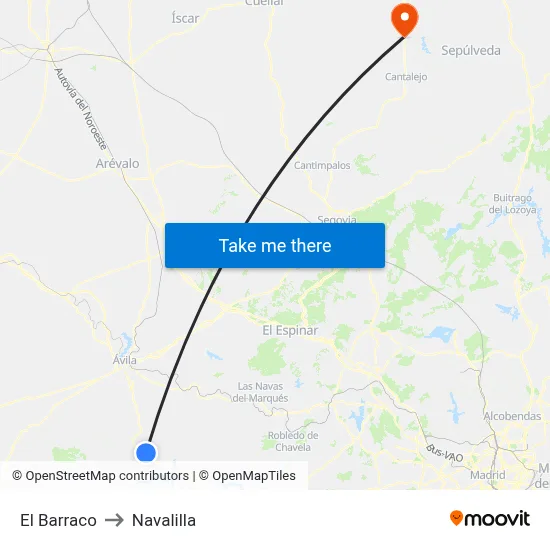 El Barraco to Navalilla map