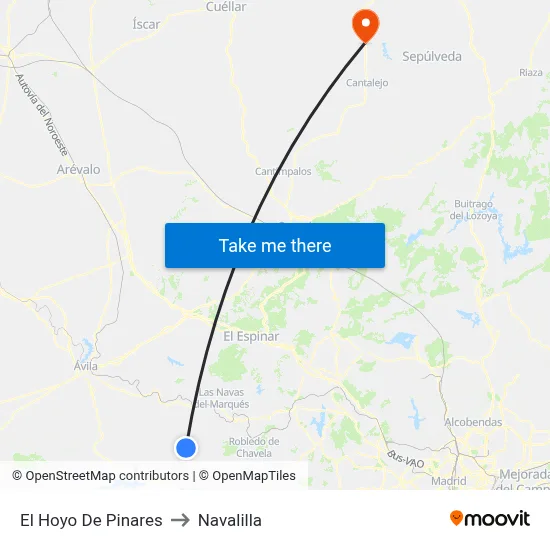 El Hoyo De Pinares to Navalilla map