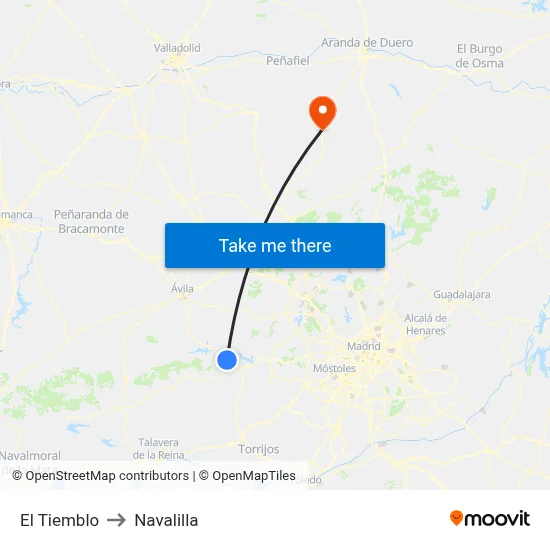 El Tiemblo to Navalilla map