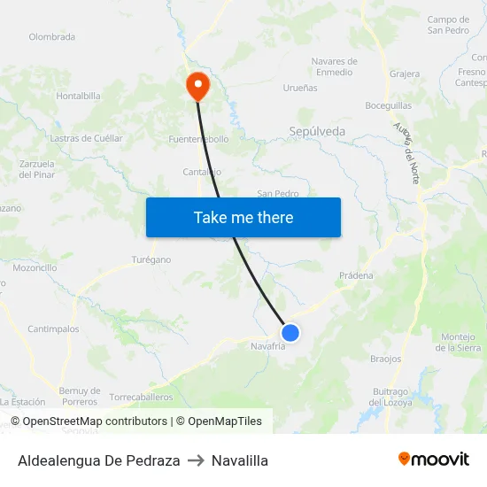 Aldealengua De Pedraza to Navalilla map