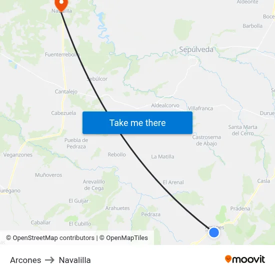Arcones to Navalilla map