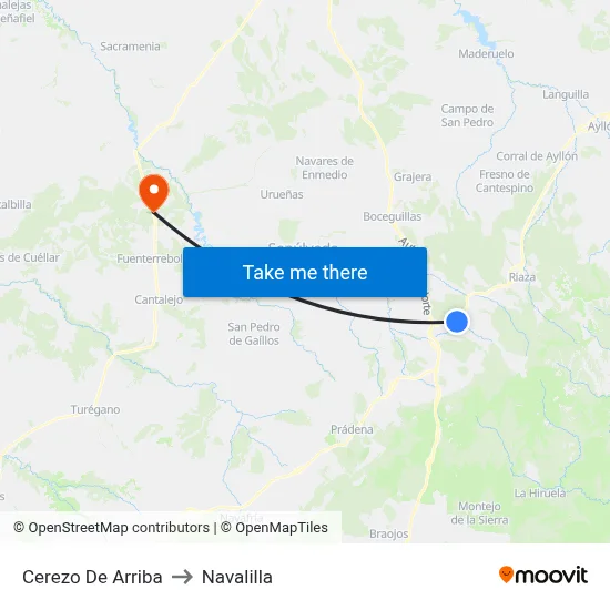 Cerezo De Arriba to Navalilla map
