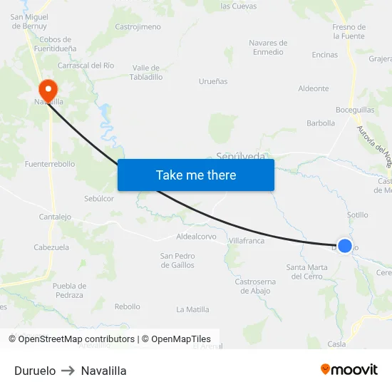Duruelo to Navalilla map