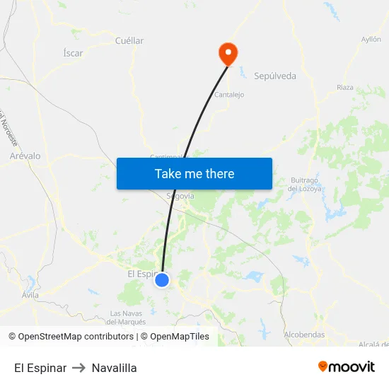 El Espinar to Navalilla map