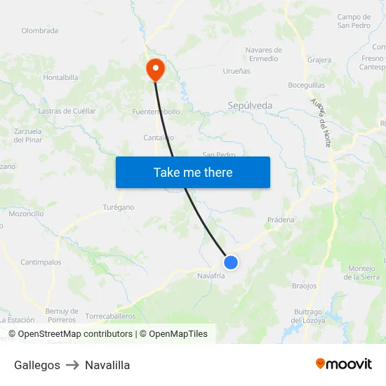 Gallegos to Navalilla map