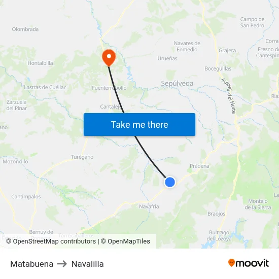 Matabuena to Navalilla map