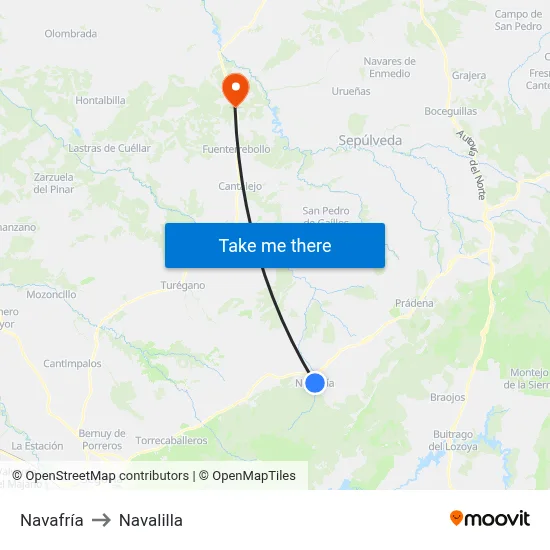 Navafría to Navalilla map