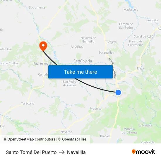 Santo Tomé Del Puerto to Navalilla map